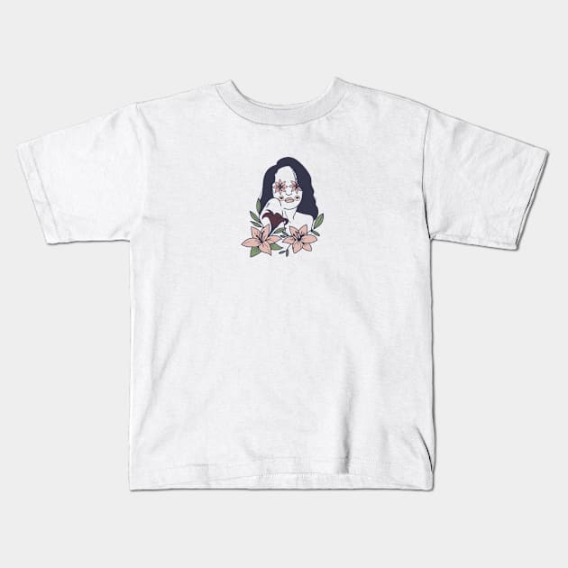 GIRL FLOWERS Kids T-Shirt by CoriDesign